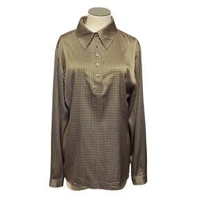 Gruppo Americano Womens Vintage Y2K 90s Silk Stretch Office Work Blouse Sz M